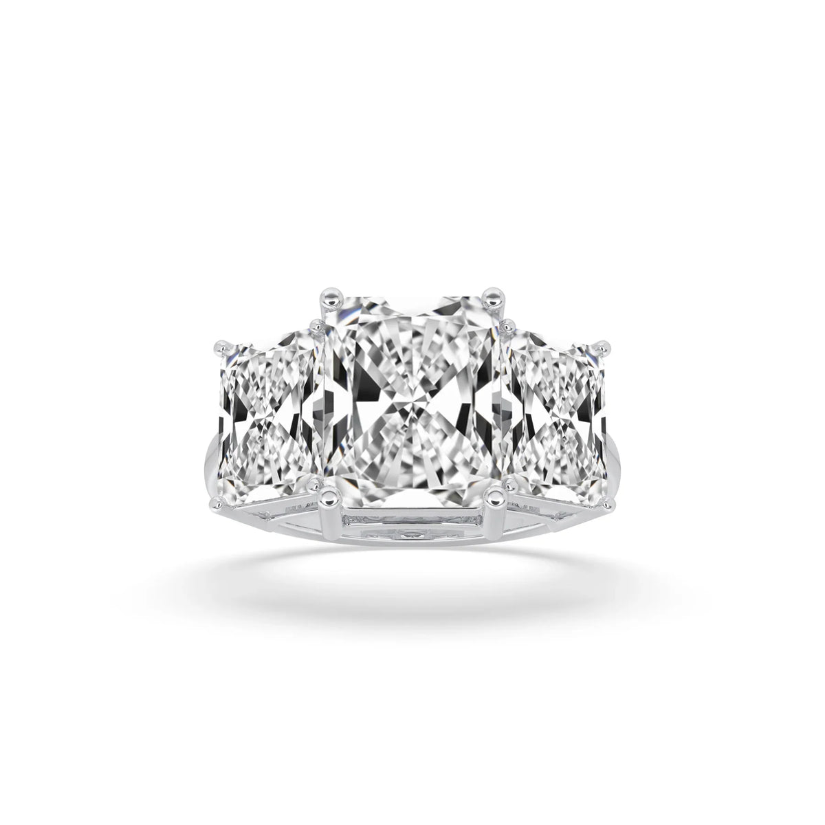 three stone radiant engagement ring