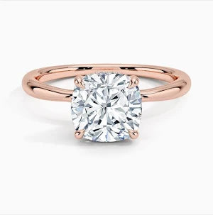 rose gold cushion cut engagement rings