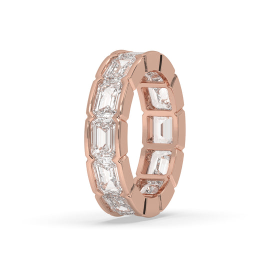 East-West bezel set emerald cut