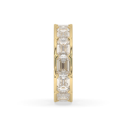 East-West bezel set emerald cut