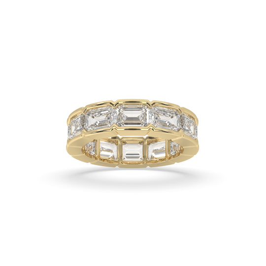 East-West bezel set emerald cut