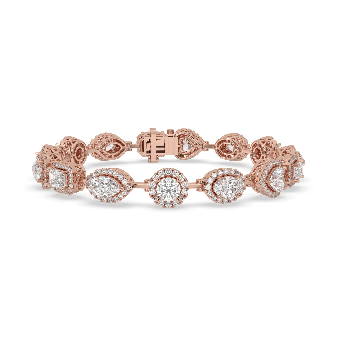 Multi Shape Halo Diamond Bracelet