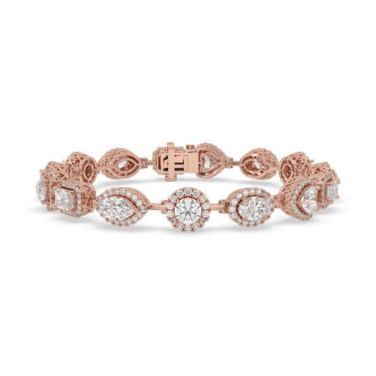 Multi Shape Halo Diamond Bracelet