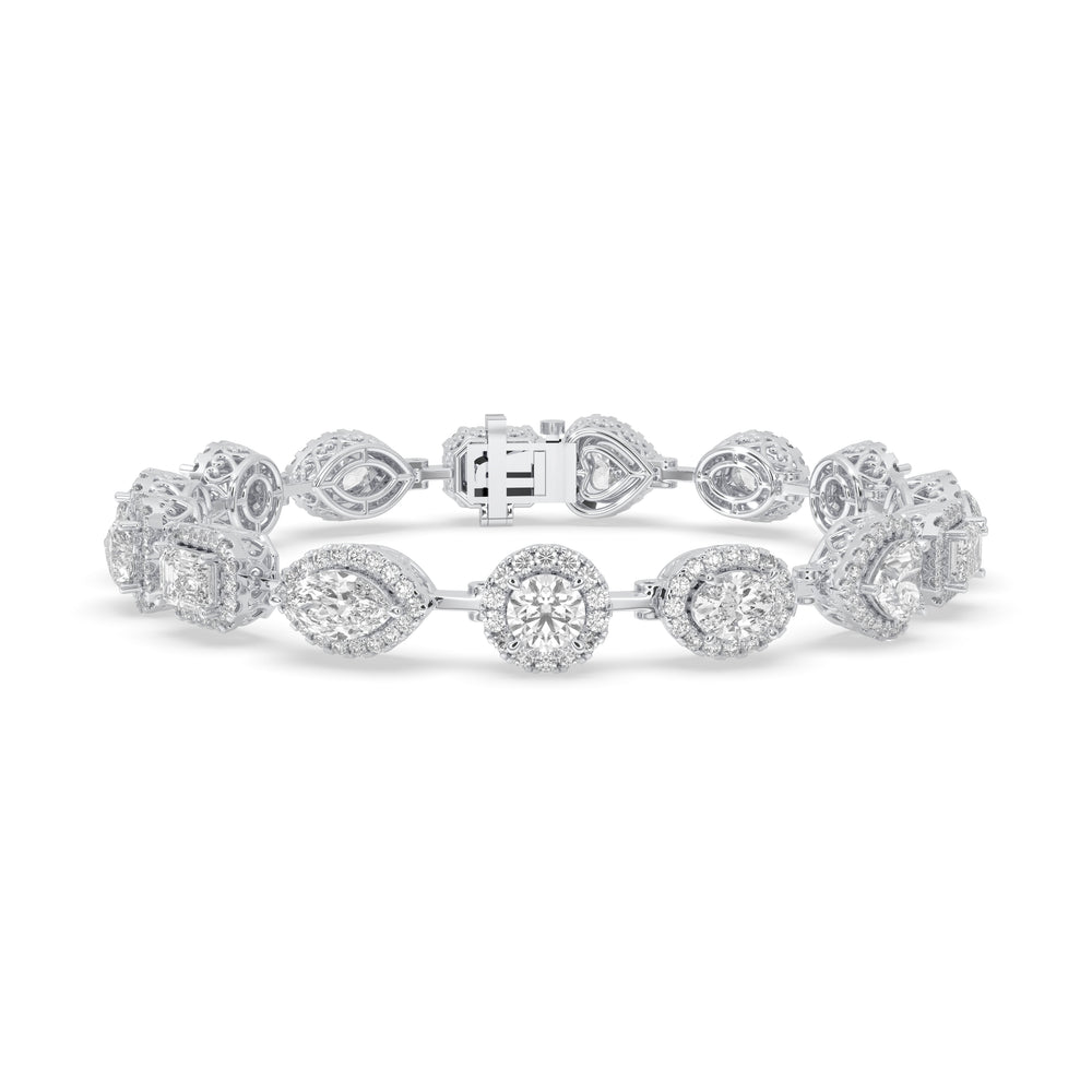 Multi Shape Halo Diamond Bracelet