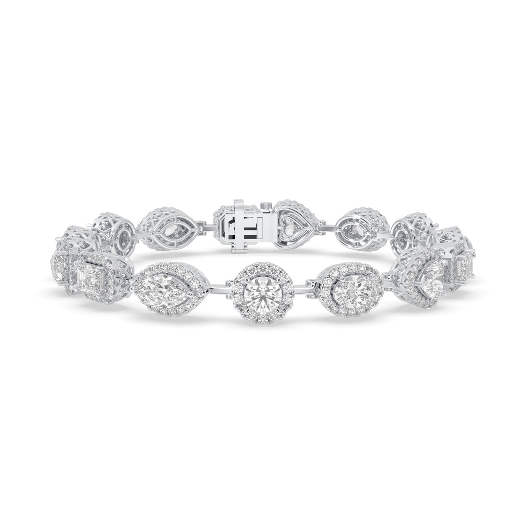 Multi Shape Halo Diamond Bracelet