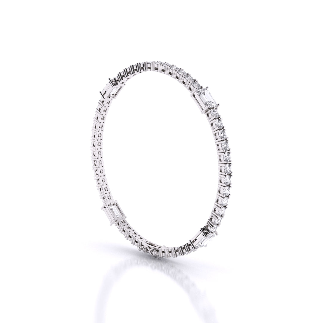 Fusion Tennis Bracelet with Round and Emerald