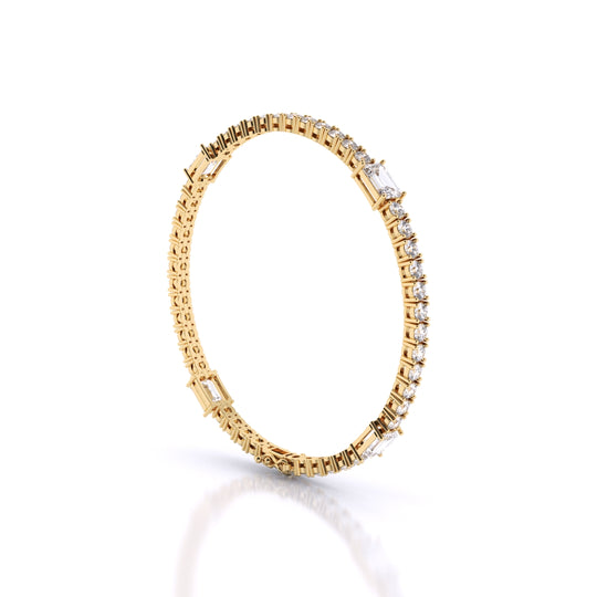 Fusion Tennis Bracelet with Round and Emerald