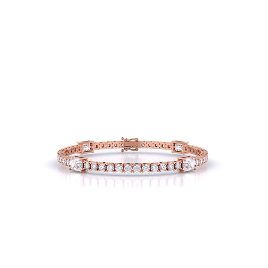 Fusion Tennis Bracelet with Round and Emerald