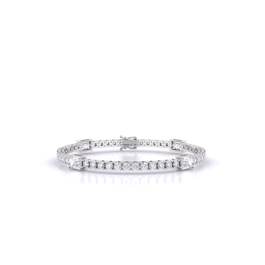 Fusion Tennis Bracelet with Round and Emerald