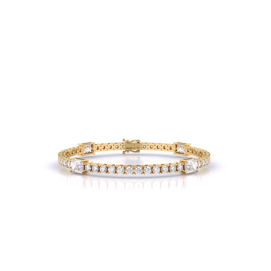 Fusion Tennis Bracelet with Round and Emerald