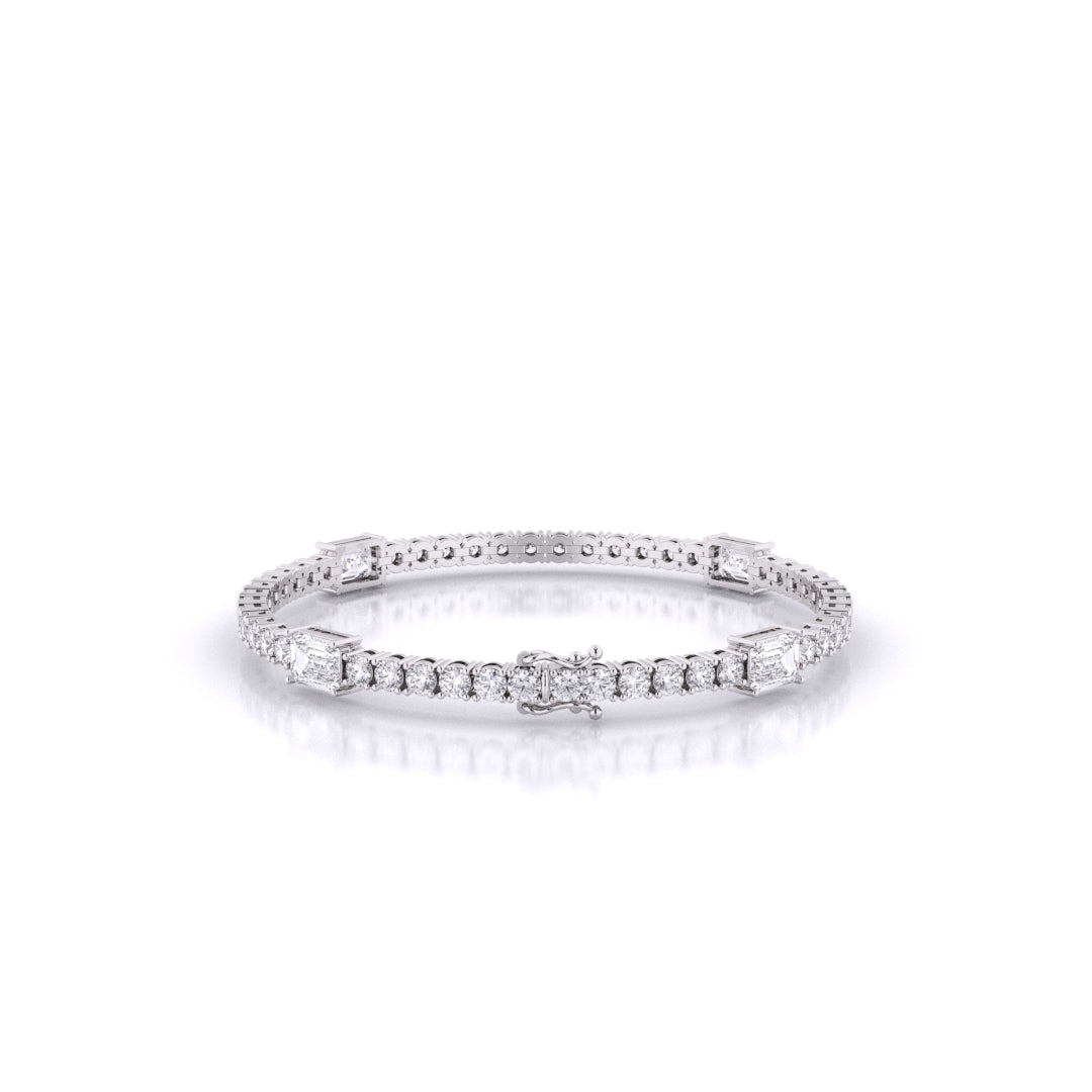 Fusion Tennis Bracelet with Round and Emerald