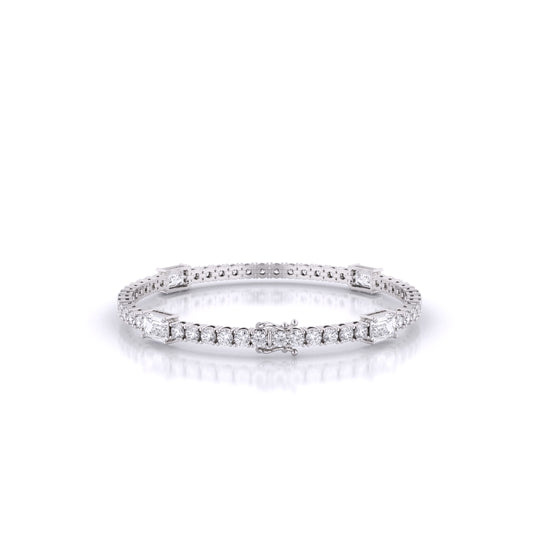 Fusion Tennis Bracelet with Round and Emerald