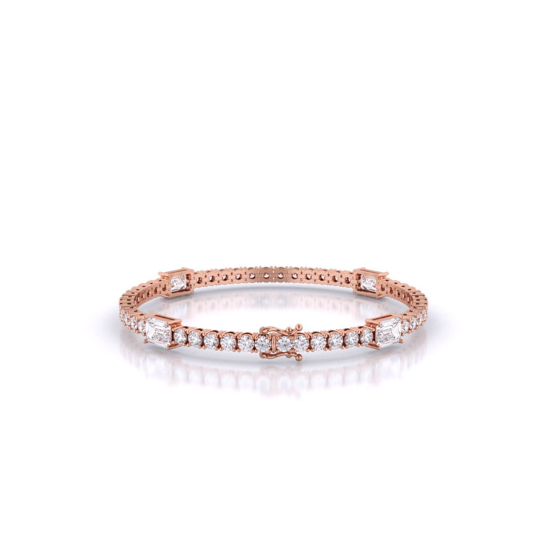 Fusion Tennis Bracelet with Round and Emerald