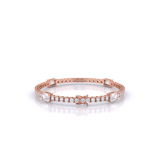 Fusion Tennis Bracelet with Round and Emerald