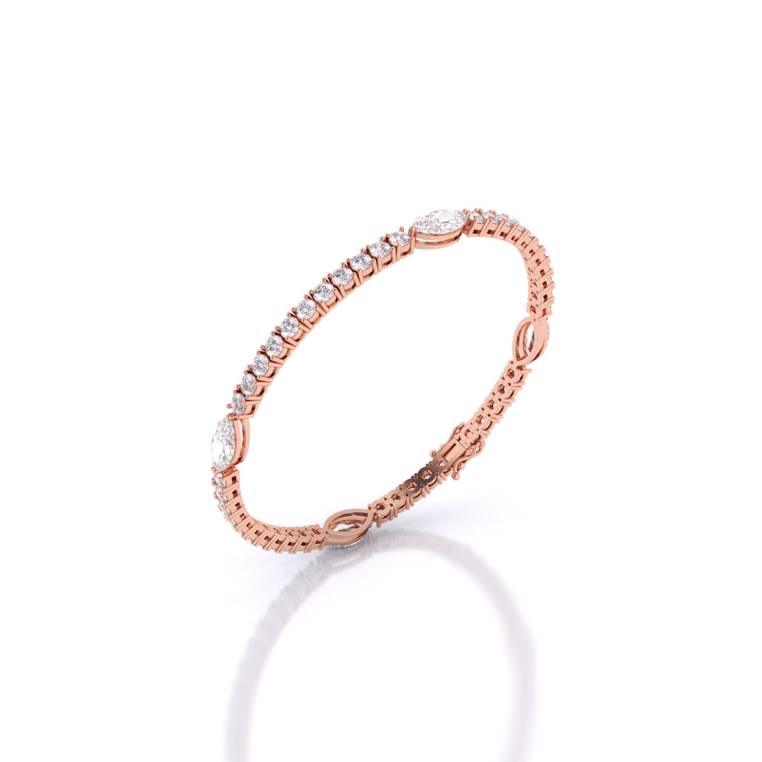 Fusion Tennis Bracelet with Round and Marquise
