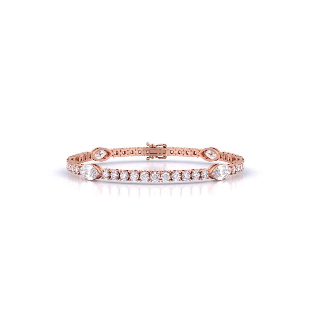 Fusion Tennis Bracelet with Round and Marquise