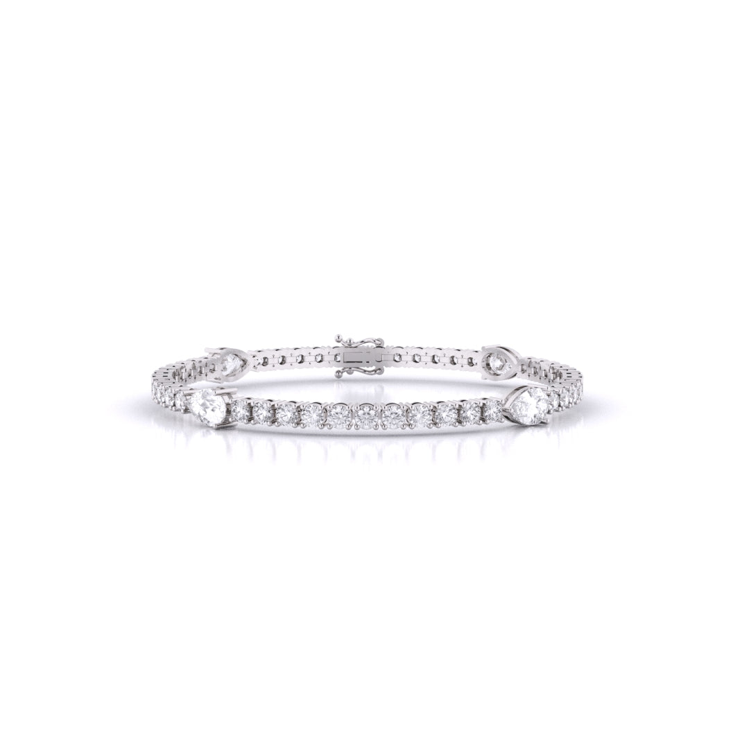 Fusion Tennis Bracelet with Round and Pear