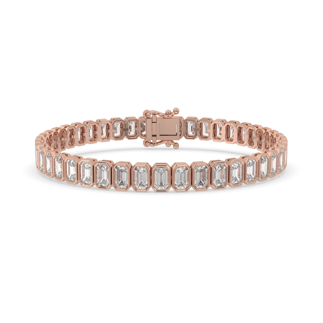 Emerald Cut  Bezel Tennis Bracelet