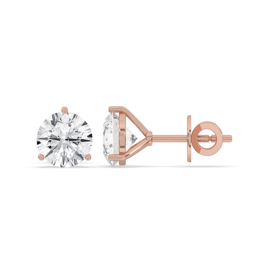 3-Prong Round Martini Stud Earrings
