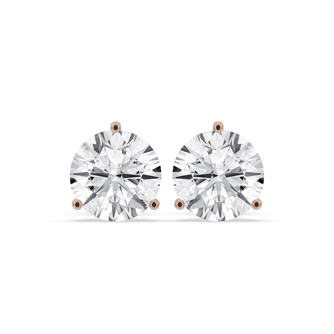 3-Prong Round Martini Stud Earrings