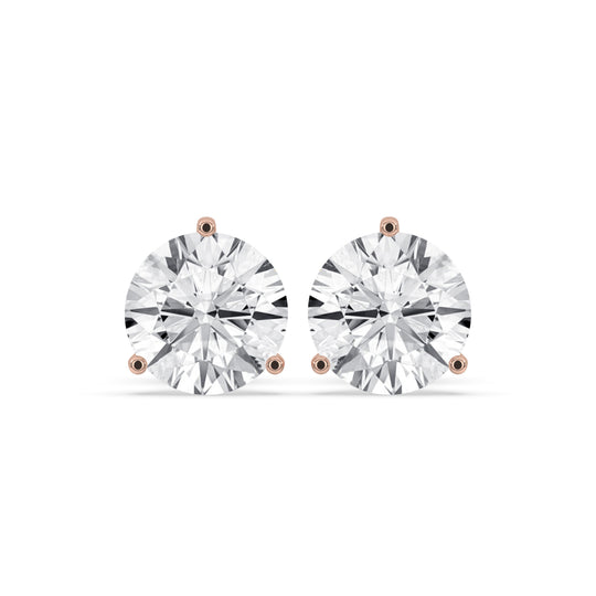 3-Prong Round Martini Stud Earrings