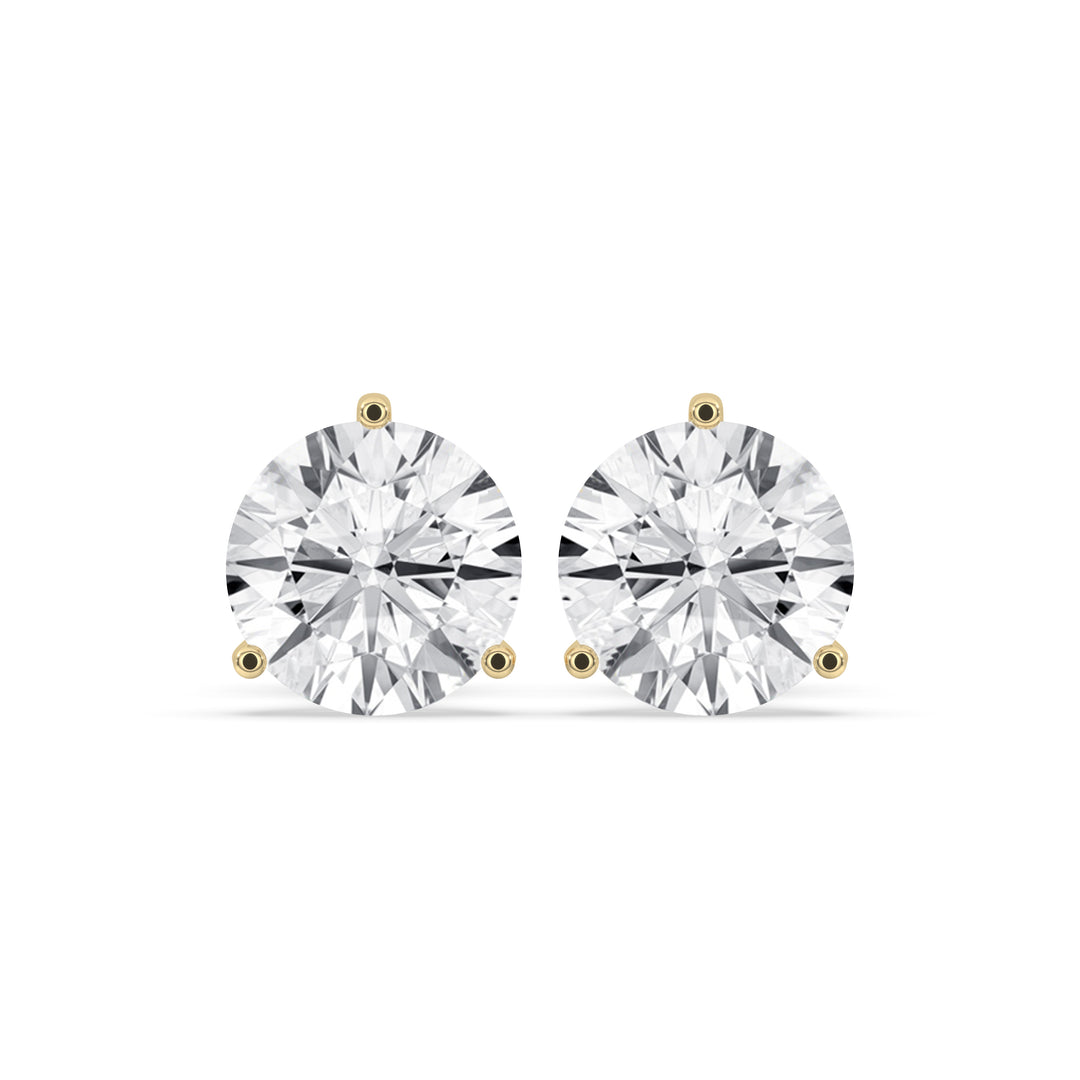 3-Prong Round Martini Stud Earrings
