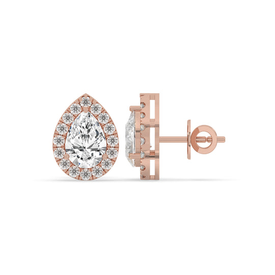 Pear Halo Stud Earrings
