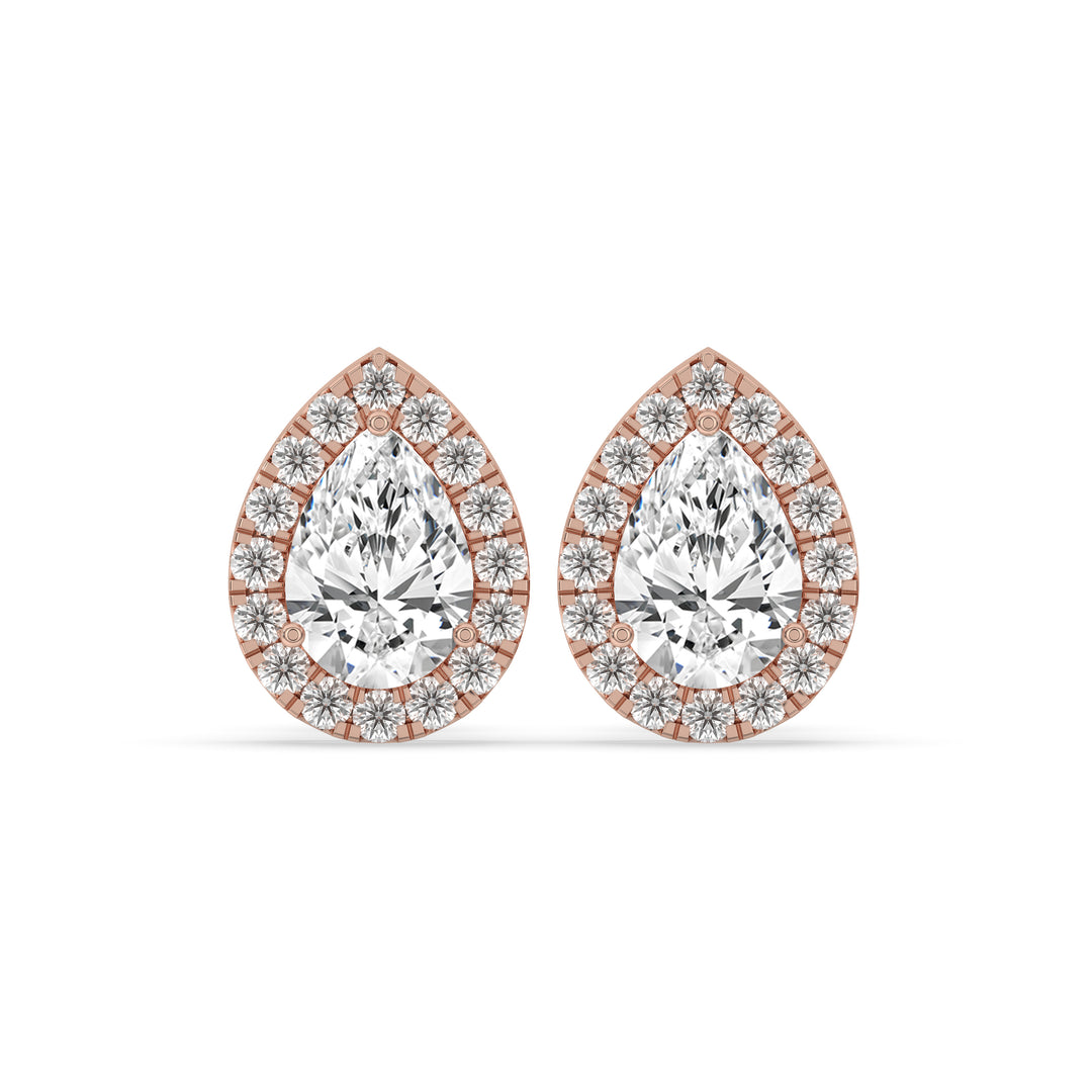 Pear Halo Stud Earrings