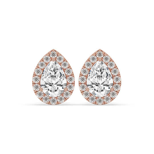 Pear Halo Stud Earrings