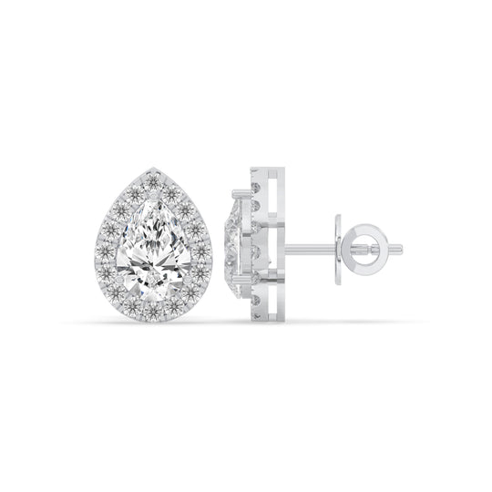 Pear Halo Stud Earrings