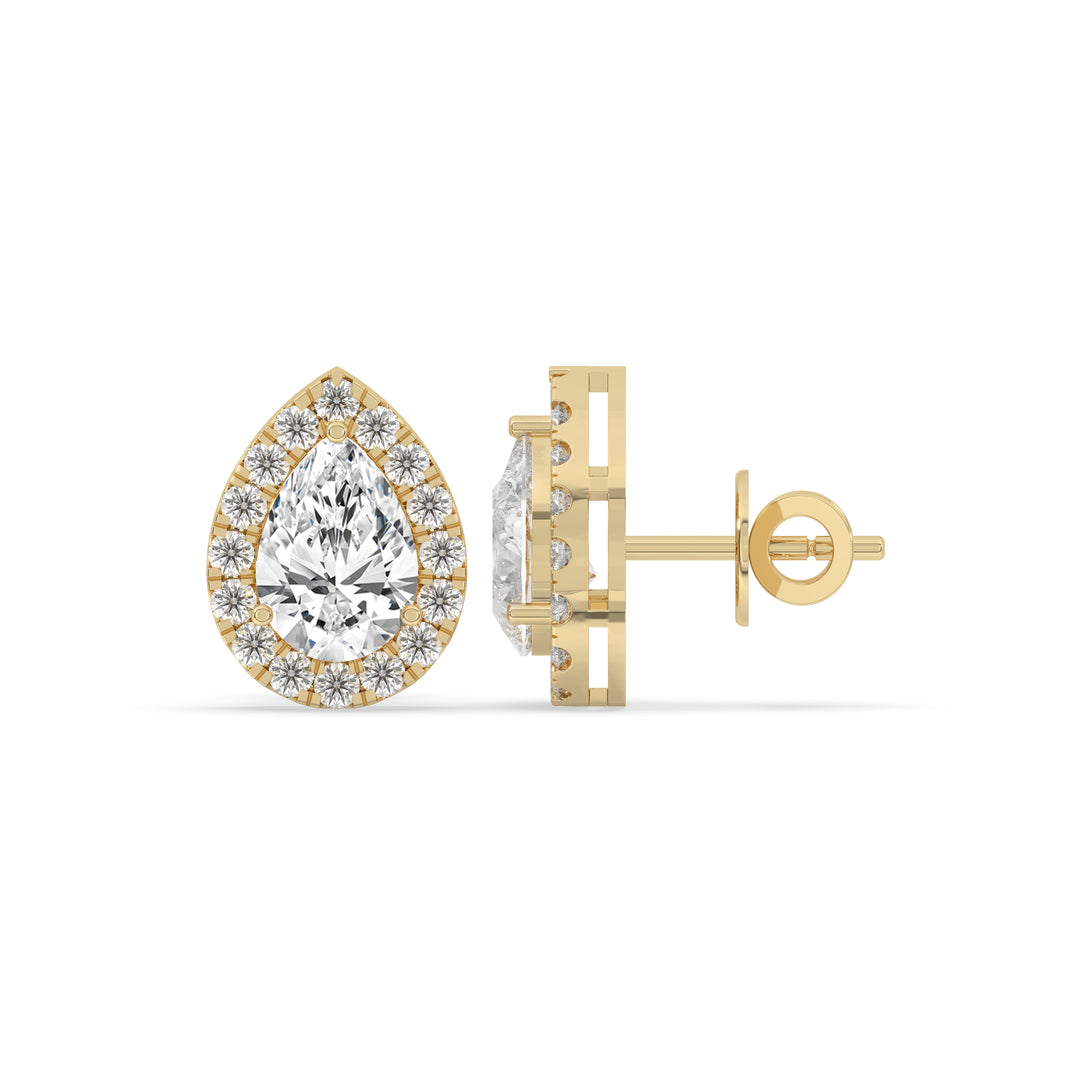 Pear Halo Stud Earrings