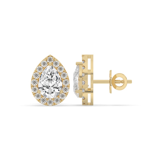 Pear Halo Stud Earrings