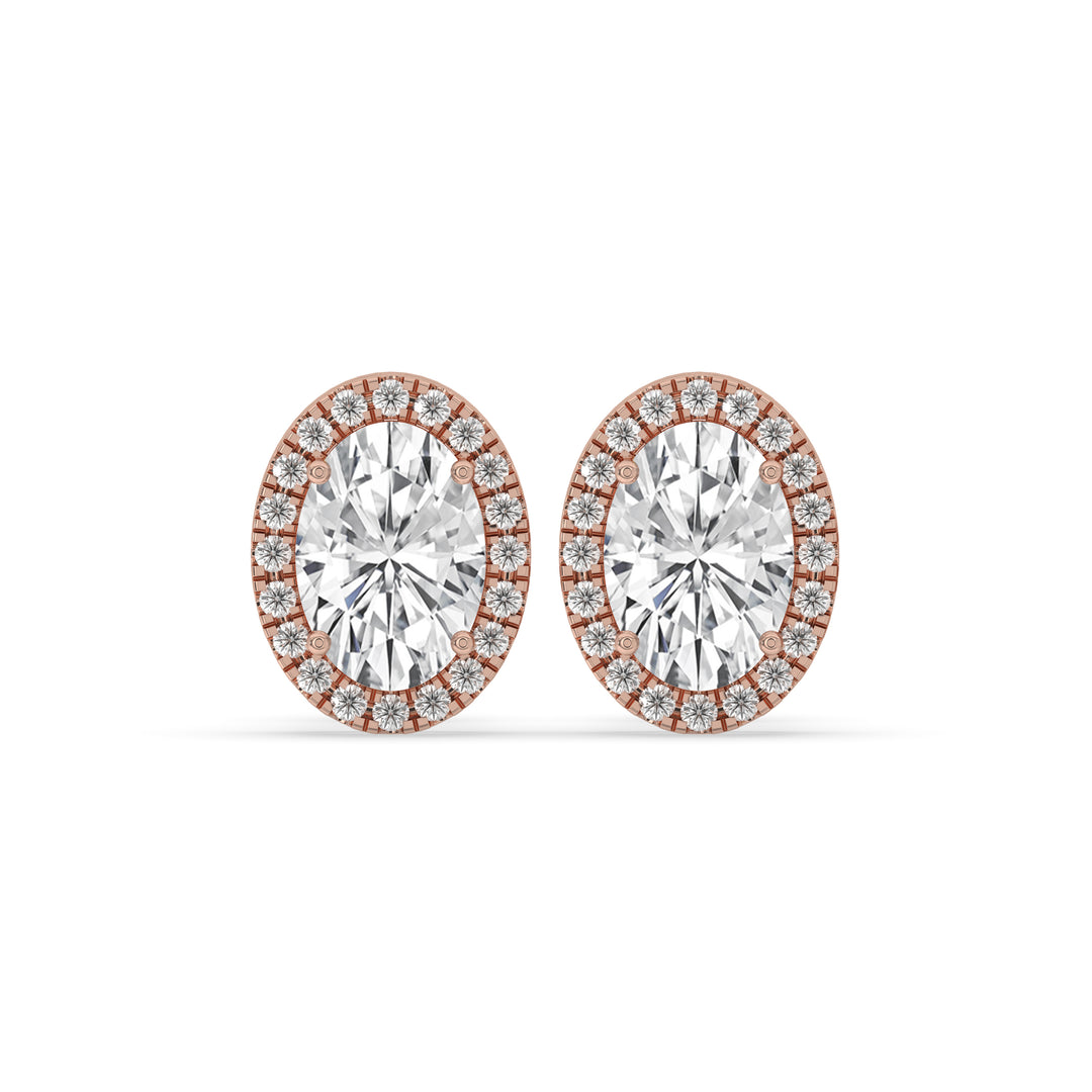 Oval Halo Stud Earrings