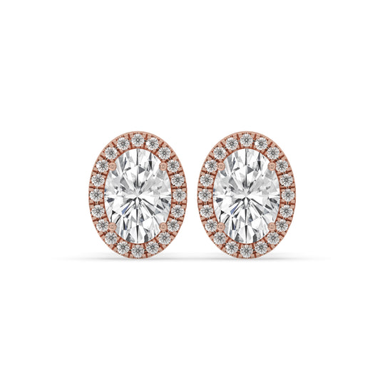 Oval Halo Stud Earrings
