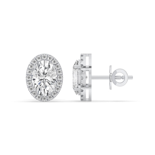 Oval Halo Stud Earrings