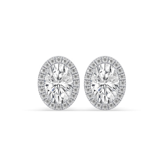 Oval Halo Stud Earrings