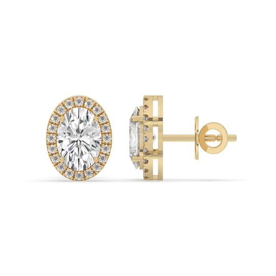 Oval Halo Stud Earrings