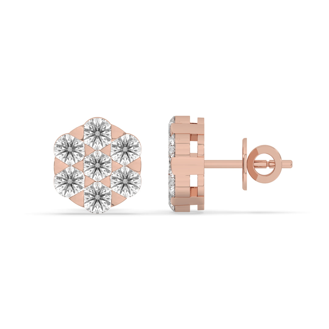 Cluster Flower Set Earring Round
