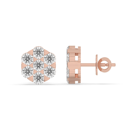 Cluster Flower Set Earring Round