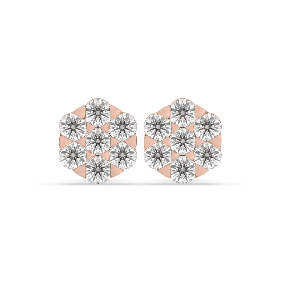 Cluster Flower Set Earring Round