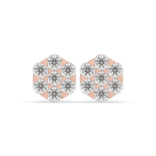 Cluster Flower Set Earring Round