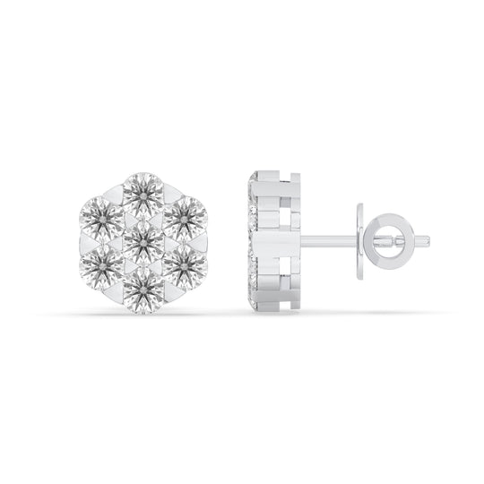 Cluster Flower Set Earring Round