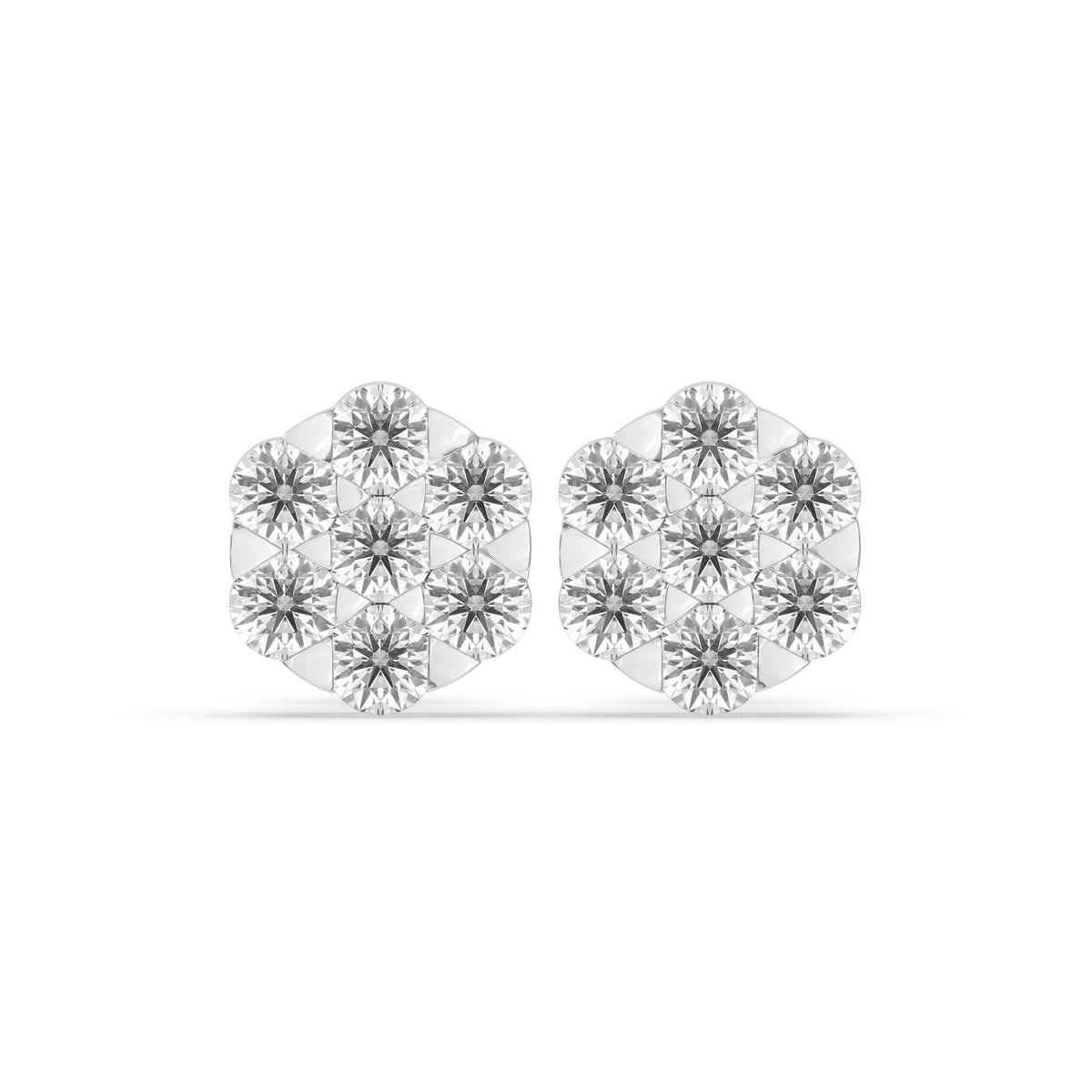 Cluster Flower Set Earring Round