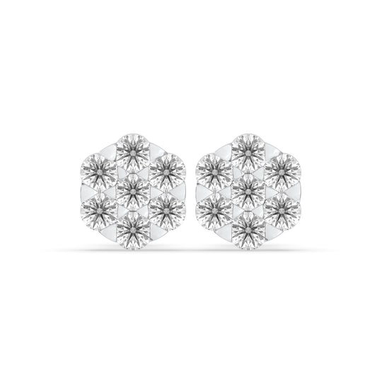Cluster Flower Set Earring Round