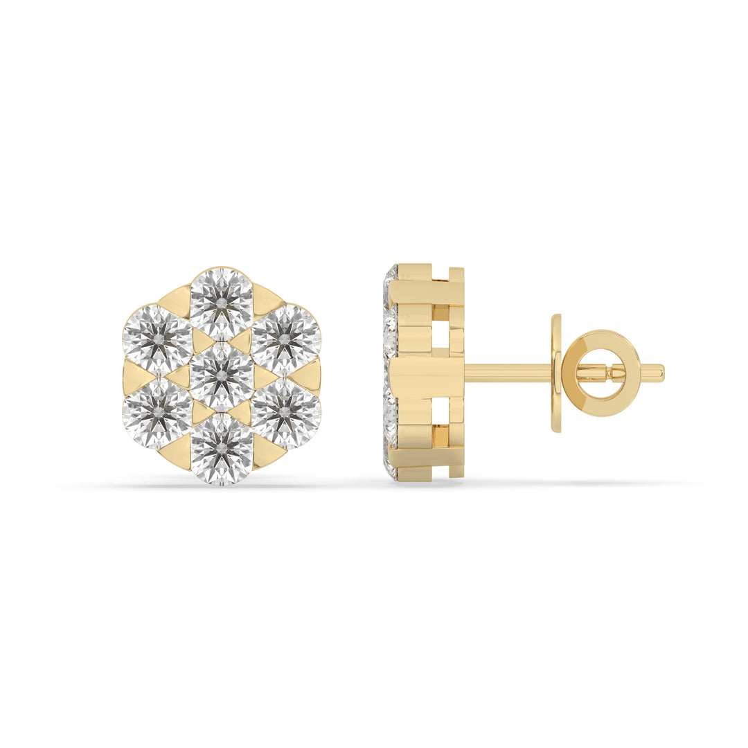 Cluster Flower Set Earring Round