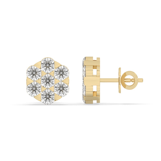 Cluster Flower Set Earring Round