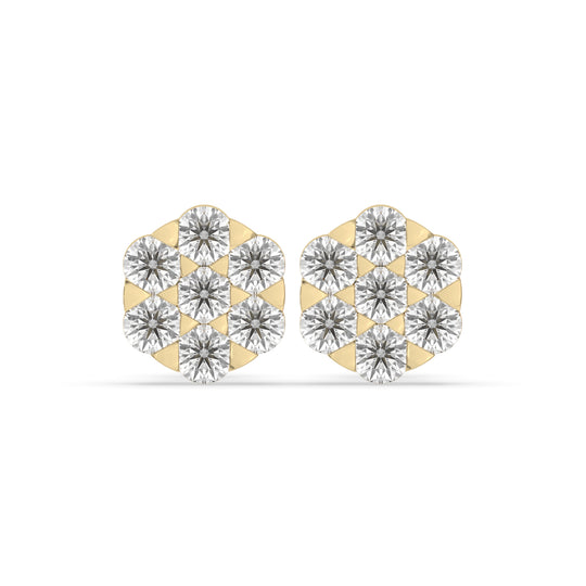 Cluster Flower Set Earring Round