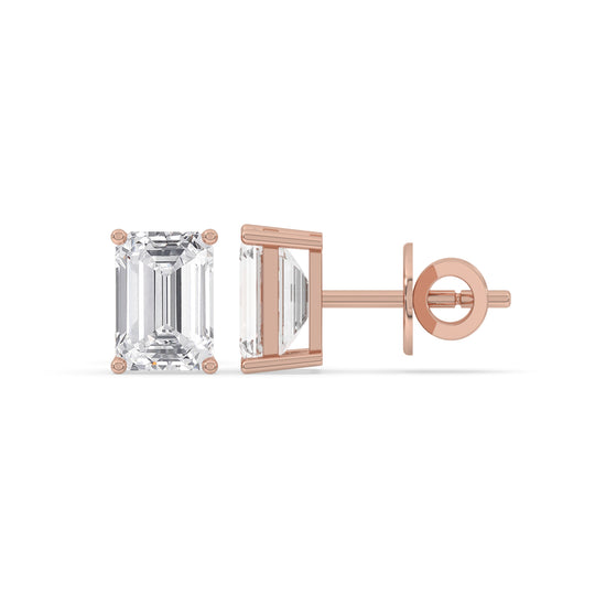 Emerald Solitaire Stud Earrings