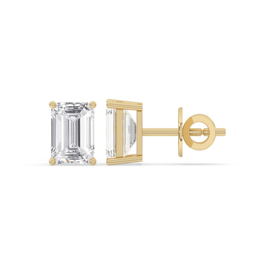 Emerald Solitaire Stud Earrings