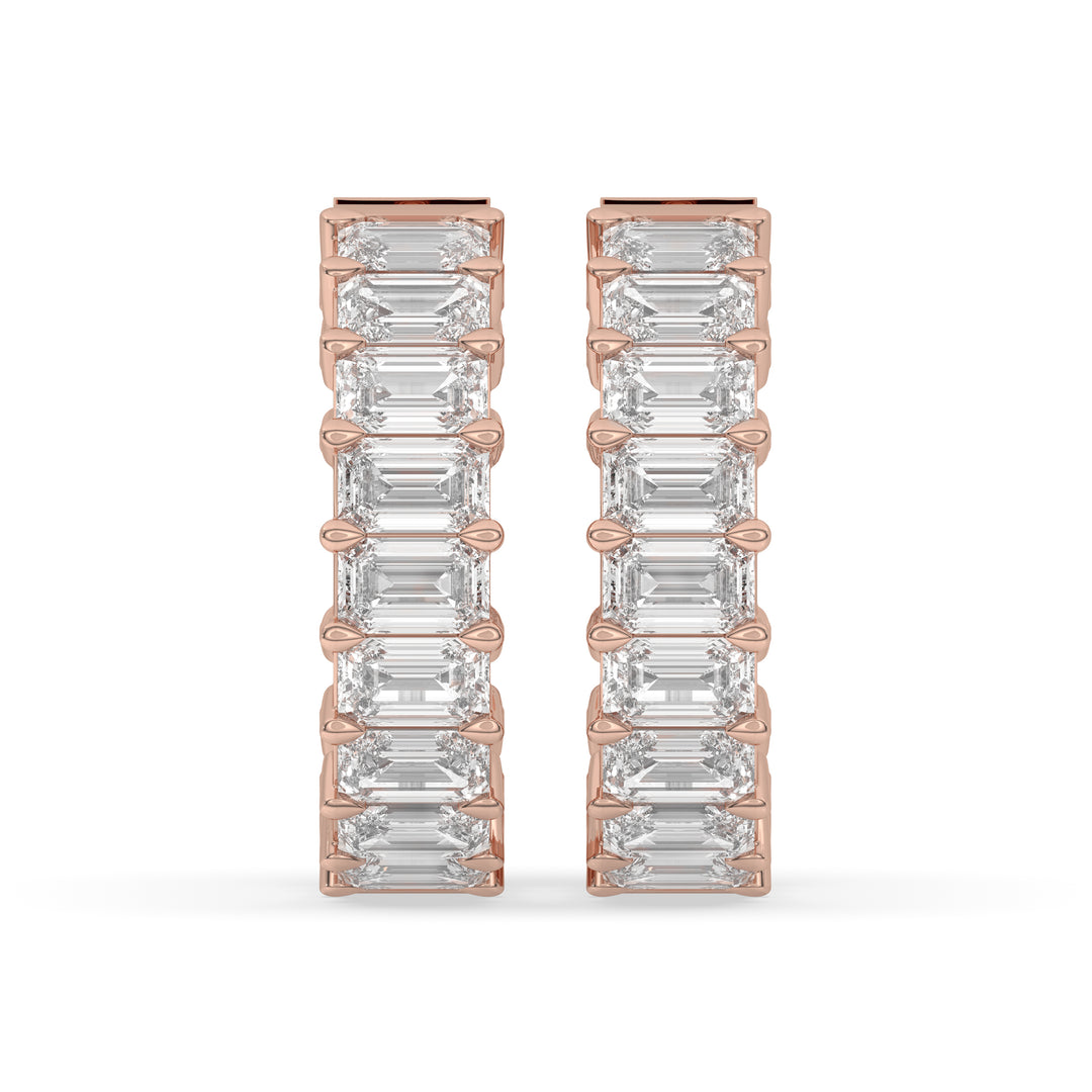 Inside-Out Emerald Shape Hoop Earrings
